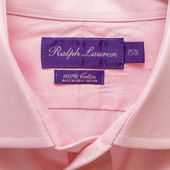 Ralph Lauren Purple Label Shirt Men 15.5 Pink Slim Fit French Cuff Made in G.B - Picture 3 of 5